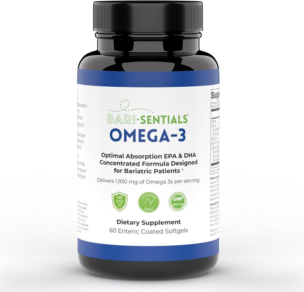 R-Kane Nutritionals Barisentials Omega-3 Supplement - 1,930mg EPA & DHA Per Servier- Entwickelt für Bariatric Patienten- Hohe Absorption MAG-03 Technologie - 60 beschichtete Softgele (1-Monat-Versorgung)