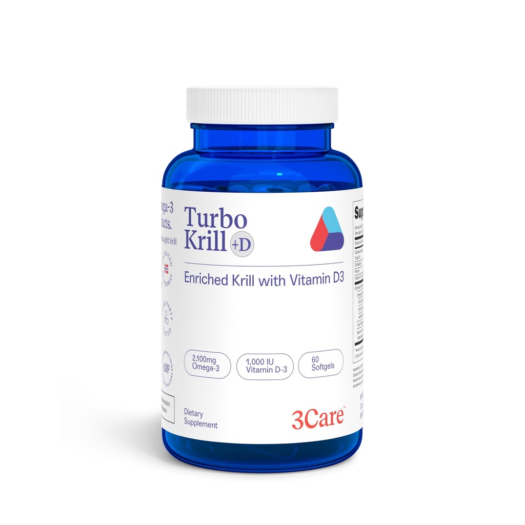 Turbo Krill 2100mg [Haute concentration] Huile de krill Plus 600 UI Vitamine D Omega 3 Supplément 60 Count Softgels