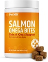 Pet MD Salmon Omega Bites für Hunde - Haut- und Mantelergänzung mit Omega 3 & 6 für Hunde Plus DHA & EPA - Promotes Allergy & Dry Skin Relief - 60ct