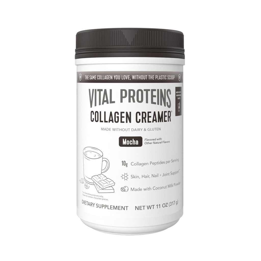 Protéines vitales Poudre de peptides de collagène - Crème à café Mocha pour le soutien des cheveux, de la peau et des ongles, 11.2 Oz