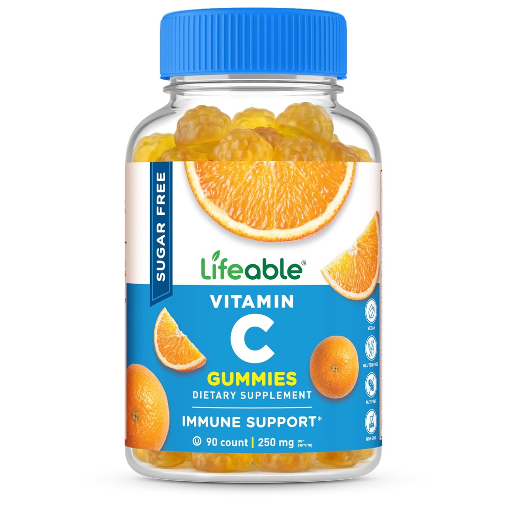 Lebensfähiges zuckerfreies Vitamin C – 250 mg – Great Tasting Natural Flavor Gummy Supplement – Vegetarisches GMO-freies Kaumittel – für Immununterstützung – für Erwachsene – 90 Gummis