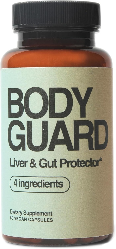 Bodyguard Liver Detox & Gut Health, Setria® Liposmal Glutathione 250mg, Master Antioxidant, Post-Celebration Formula, Red Flush Support, Vegan, Glutenfrei, Made in USA, 4 Zutaten, 60 Kapseln