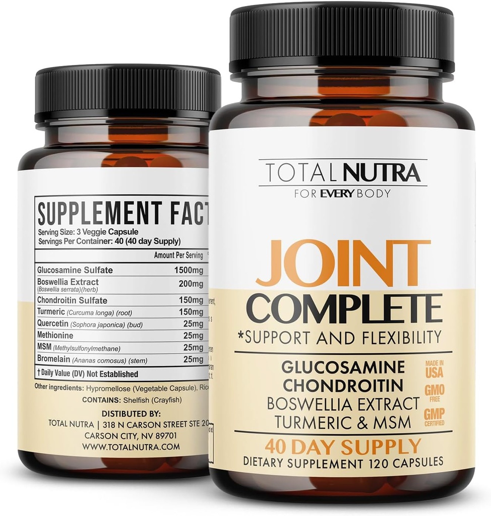 Glucosamin Chondroitin MSM Turmeric 2100mg – Joint Complete Capsules, Advanced Strength Joint Support Supplement for Adults Hands Back Knee Mobility – Knochen & Joint Health Supplements für Männer und Frauen