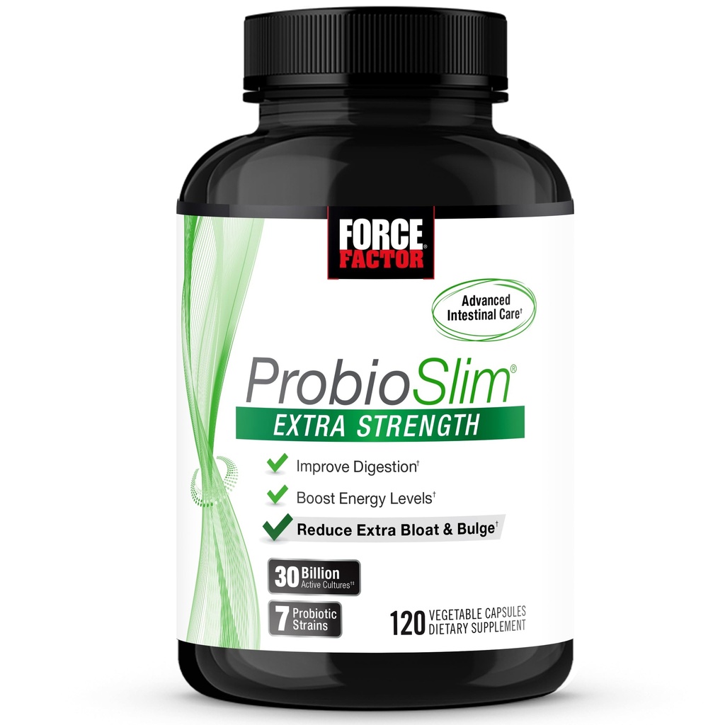 FORCE FACTOR ProbioSlim Extra Strength Probiotics für Frauen und Männer mit 30 Milliarden CFUs von Probiotika für Verdauungsmedizin, Bloating Relief und Gut Health, mit Prebiotic Fiber, 120 Kapseln