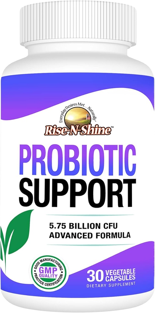 Probiotiques Rise-N-Shine pour les femmes et les hommes - 5,75 milliards CFU 7 souches - 30 capsules