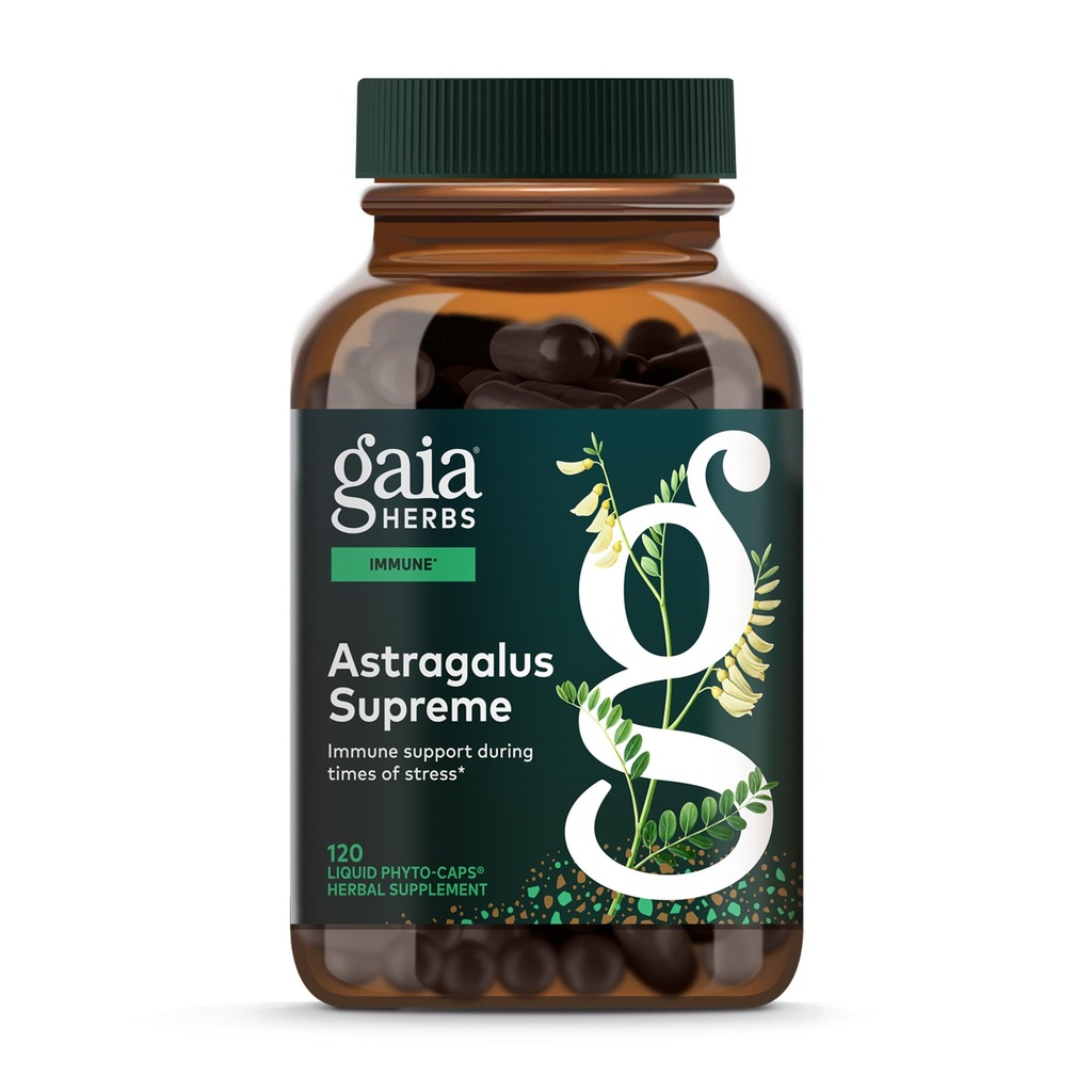 Gaia Herbs Astragalus Supreme - Immun- und Antioxidantienunterstützung Kräuterergänzung - mit Astragalus Root, Schisandra Berry und Ligustrum - 120 Vegan Liquid Phyto-Capsules (30-Day Supply)