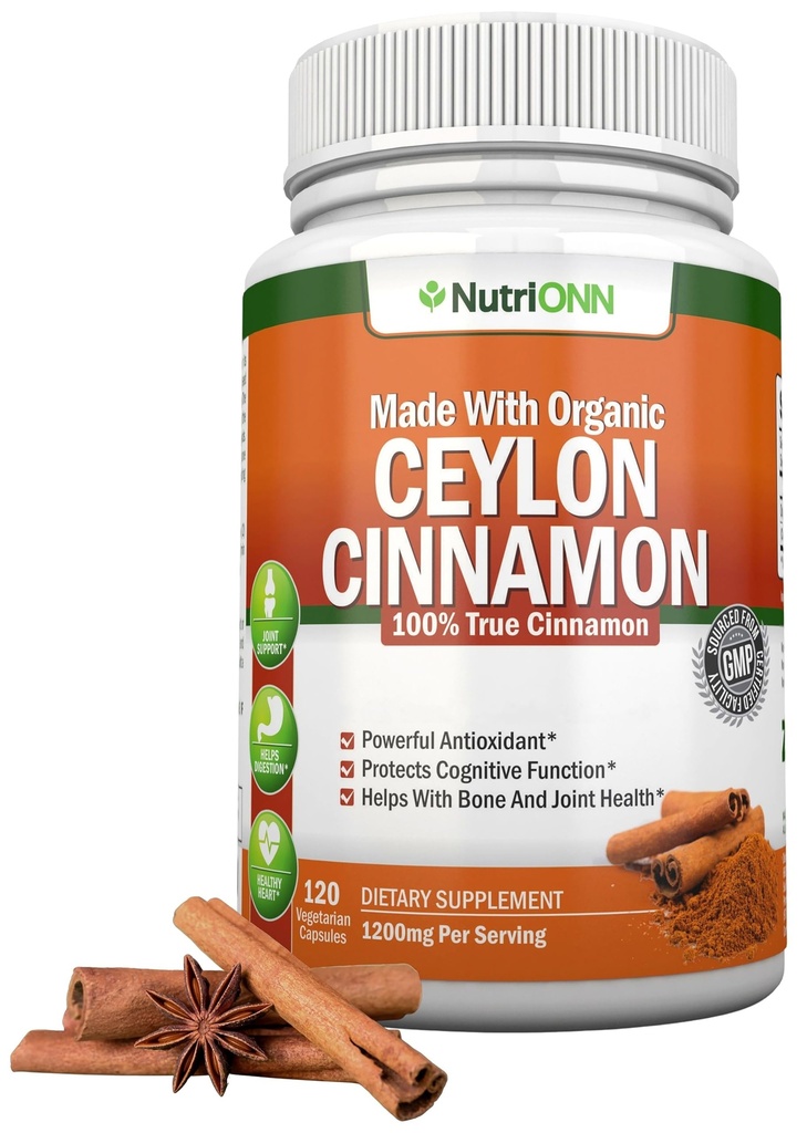 Bio Ceylon Cinnamon 1200 mg | 120 Vegan Kapseln | True Cinnamomum verum aus Sri Lanka | Non-GMO, Third-Party Lab Tested, Low Coumarin, GMP Certified
