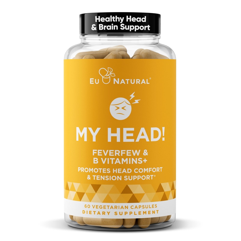 Ma tête ! Vitamines de céphalées – Sensibilité, tension, confort, santé de la tête Fonction pour un esprit clair – Magnésium à action rapide, Fièvre, Boswellia, Vitamine D, Ginger, et plus – 60 capsules molles