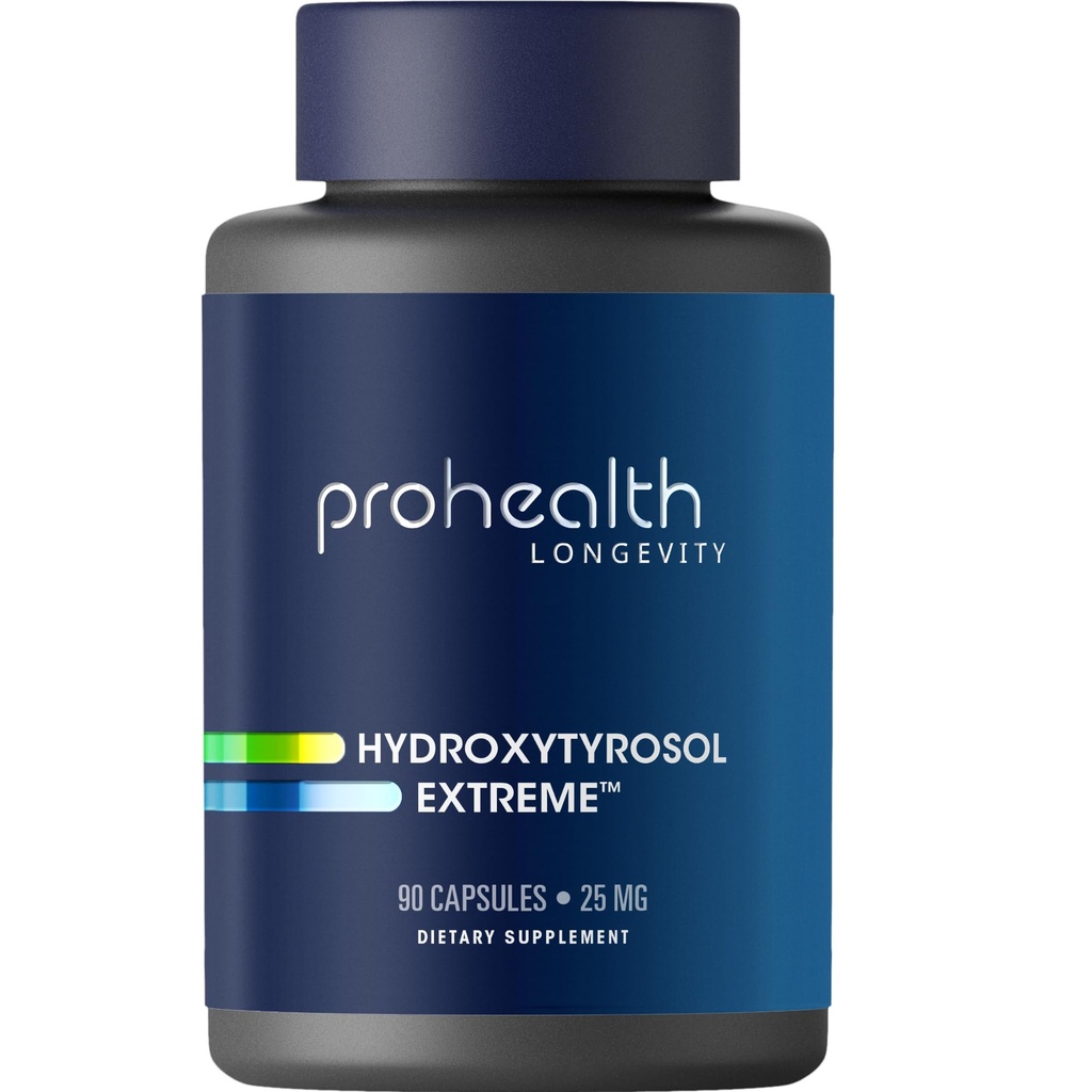 ProHealth Hydroxytyrosol Extreme - Supplément Hydroxytyrosol, Extrait de feuille d'olive (extrait de feuille d'olive biologique) (90 capsules végétariennes) Sans gluten, sans soja.