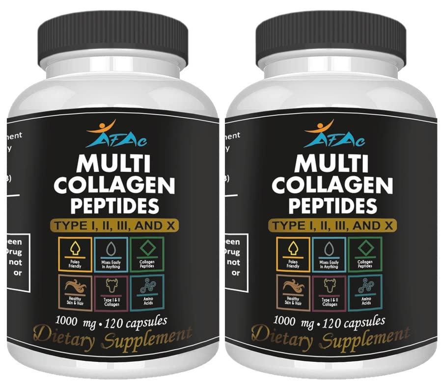 VITAMISAN 2-Pack Multi Collagène Plus Pills (Type I, II, III, X) pour anti-âge, cheveux, peau, ongles et soutien articulaire, 80 jours d'approvisionnement 240 capsules