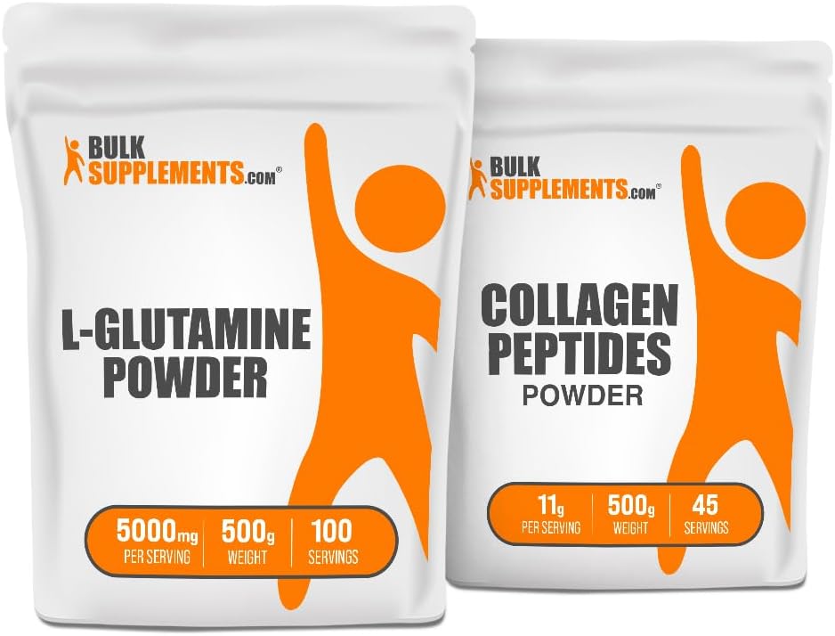 BulkSupplements L-Glutamin 500g + Collagen Peptides 500g Bundle