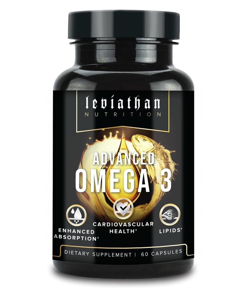 Leviathan Fish Oil Omega 3 Capsules | Premium Norwegian Omega 3 Fish Oil for Heart, Brain, & Immune Support | Superior Absorption Triple Strength Fish Oil Supplements - Free Form EPA & DHA