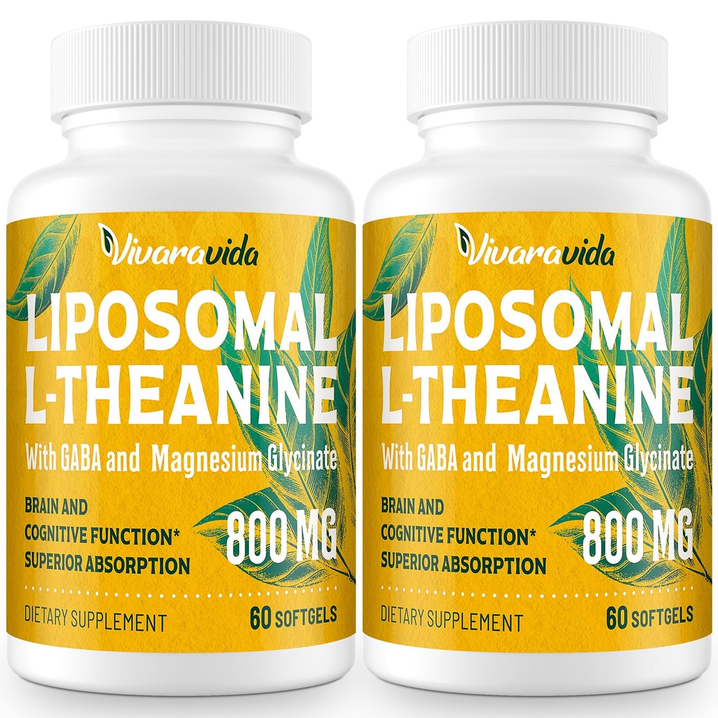 L-Theanin 800mg Supplement mit GABA und Magnesium Glycinat - Natürliche Verbindung, Schlaf und Entspannung (120 Softgels)