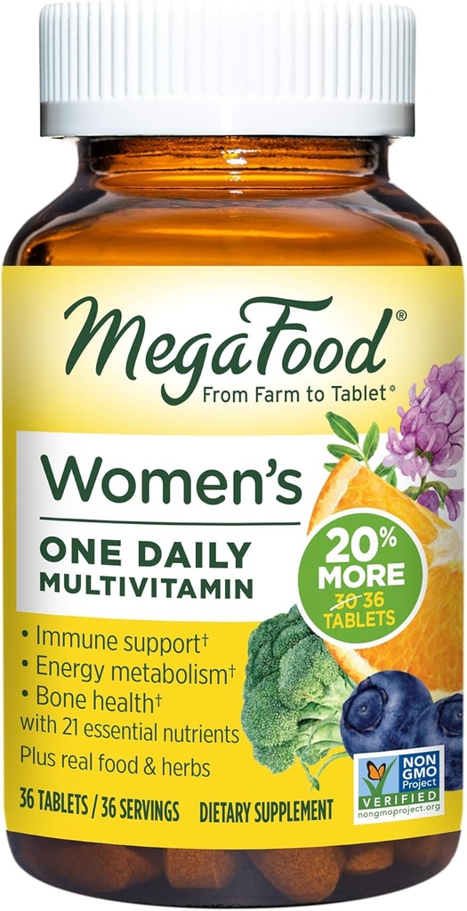 Multivitamine 1 jour pour les femmes - Multivitamines pour les femmes - Vitamine C, Vitamine D, Fer et B Vitamines - Os, Énergie Métabolisme et Immunissance - Végétarien, Sans gluten - 36 comprimés, 36 portions