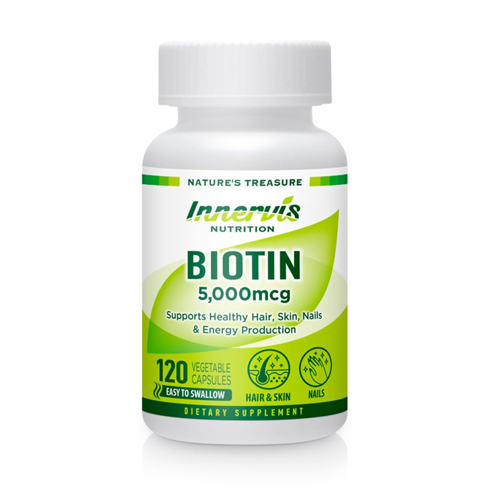 Hohe Potenz Biotin 5000mcg – Unterstützt Haar, Haut & Nail Gesundheit, 120 Veggie Kapseln