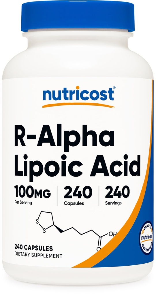 Nutricost R-Alpha Lipoic Acid 100mg, 240 Kapseln - Veggie Caps, Vegan, Non-GMO, Glutenfrei
