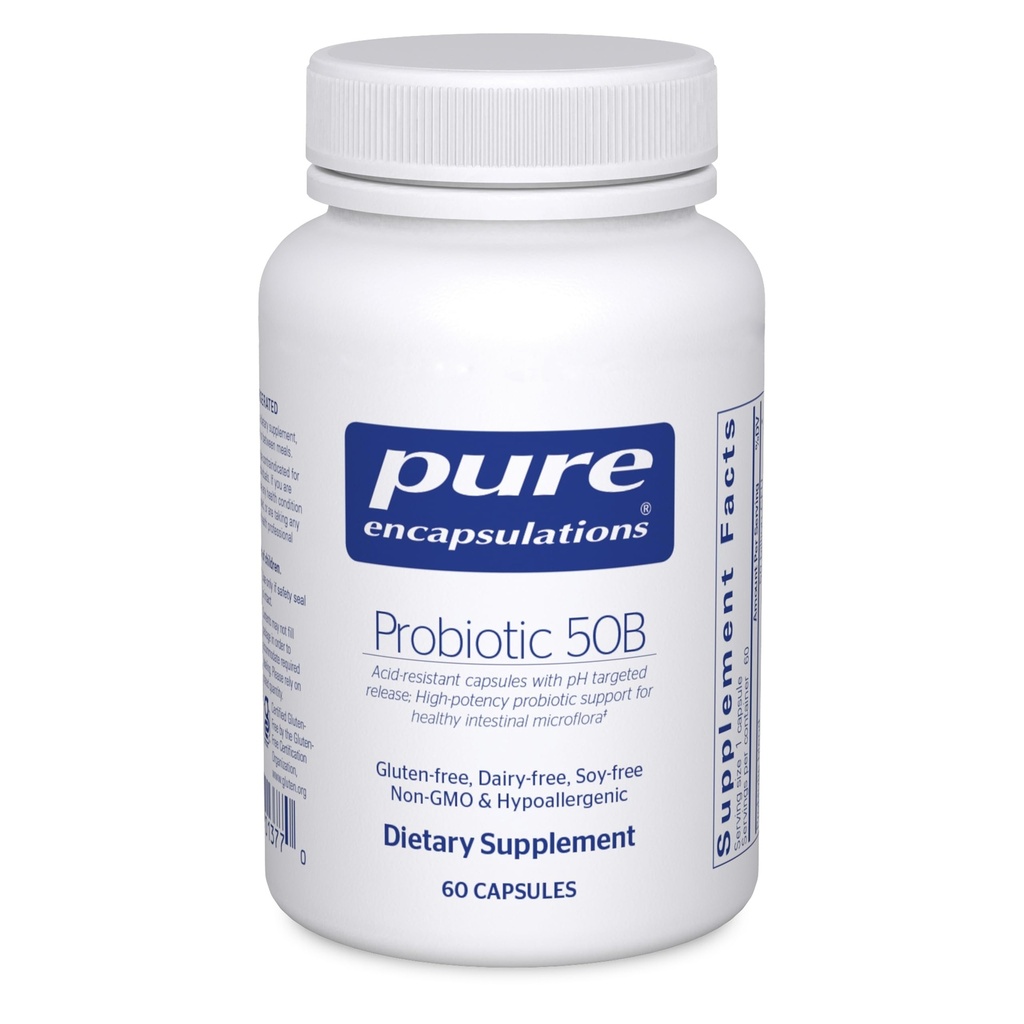 Pure Encapsulations Probiotic 50B - Digestive Health Probiotic - Immunergänzung* - Säurebeständige Kapseln - Glutenfrei & Non-GMO - 60 Kapseln