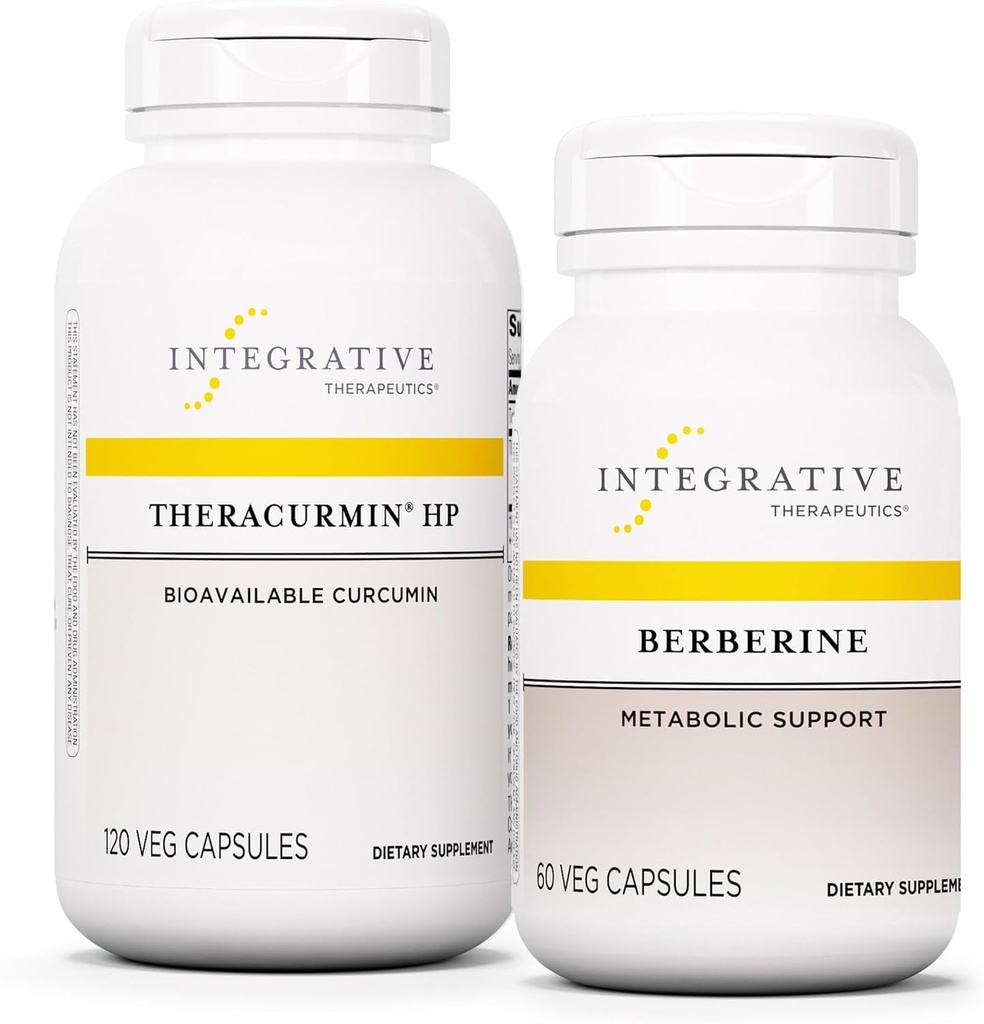 Ensemble Thérapeutique Intégrative avec Berberine, 60 Capsules et Theracurmin HP, 120 Capsules - Berberine pour le soutien métabolique* - Theracurmin Supplément C'est 27x Plus Biodisponible*