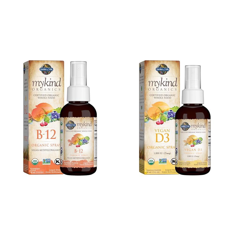 Garten des Lebens Bios B12 Vitamin - Ganzes Essen B-12 für Stoffwechsel und Energie & Vitamin D3 Flüssigkeit 1000 IU pro Spray