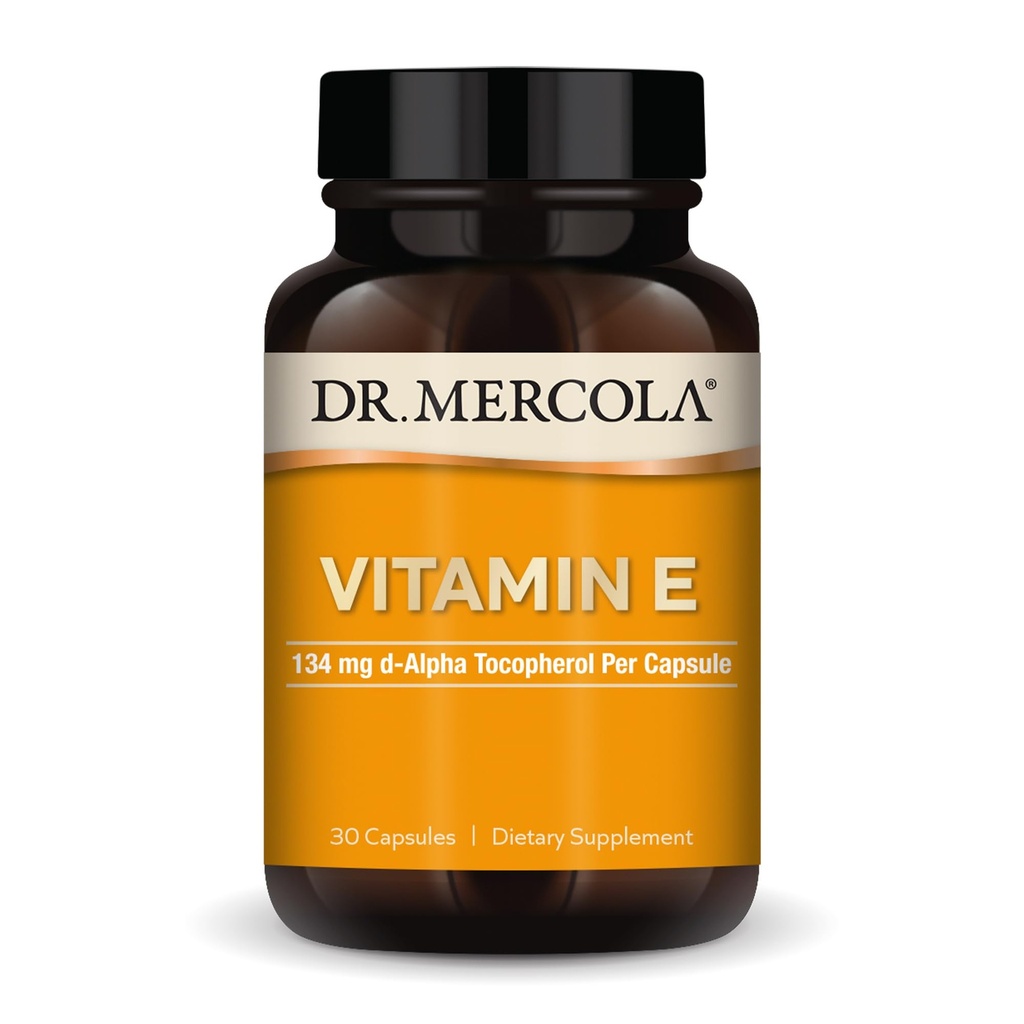 Dr Mercola Vitamine E - Soutient la santé de la peau et de l'antioxydant - Mélange de tocophérols et de tocotriénols - Non-OGM, sans gluten et sans soja - 30 capsules (30 portions)