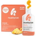 Healthycell Focus & Remue-méninges, Supplément Cerveau Liquide quotidien pour Focus & Memory - Supplément Nootropics pour Concentration et Alerte avec L-Theanine, Oméga-3 et Taurine - 30 Gel Packs
