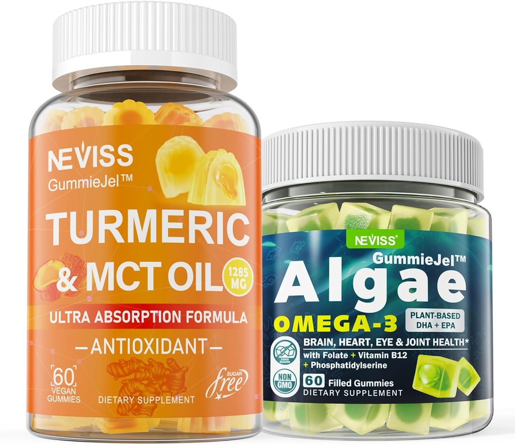 Sugar Free Turmeric Curcumin 1000mg Supplement Gummis mit Vegan Omega 3 gefüllte Gummis 1000mg