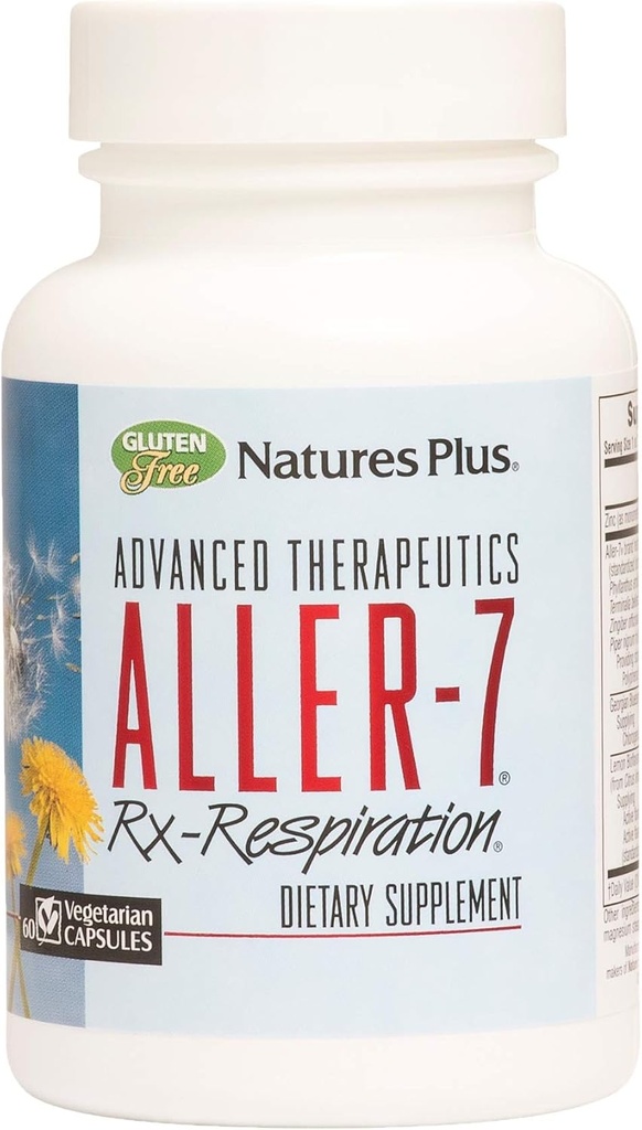 Natures Plus Advanced Therapeutics Aller-7 Rx-Respiration - 60 Vegetarian Capsules - Supports Respiratory Wellness - Gluten-Free - 30 Servings