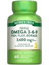 Nature's Truth Triple Omega 3-6-9 Softgels | 3600mg | 60 Count | Fish, Flax, Borage Oils | Non-GMO & Gluten Kostenlose Ergänzung