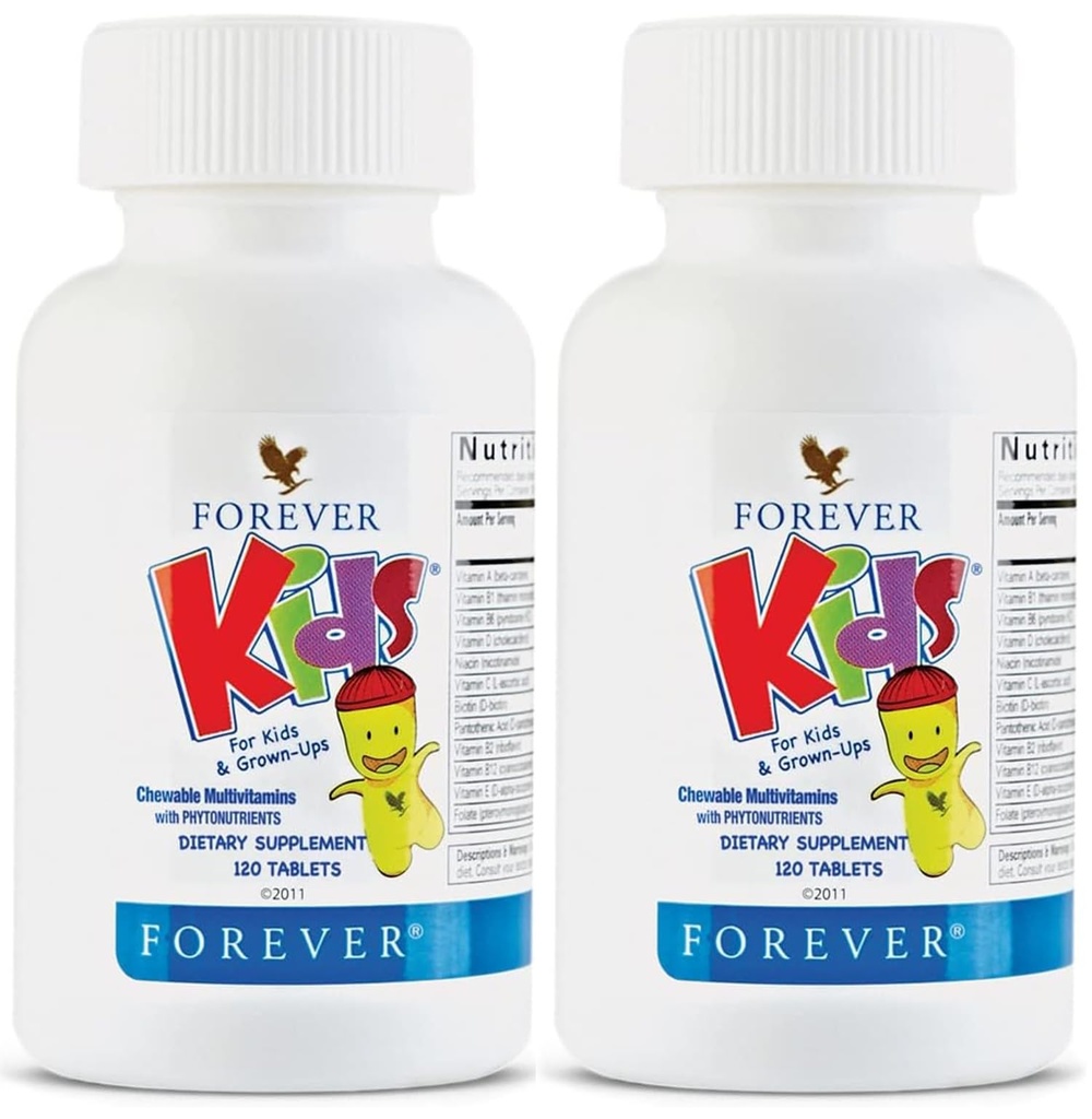 Forever Living - Kids Chewable Multivitamin - Grape Flavor für gesundes Wachstum und Entwicklung - keine künstlichen Aromen - 120 Tabletten (Pack von 2)