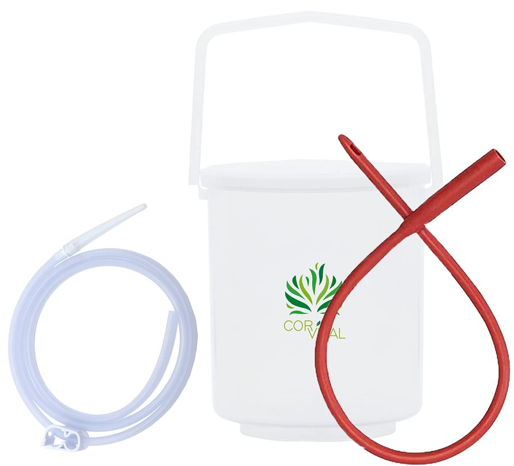 Kit de lavement de café pour le nettoyage des colonies - recommandé par Gerson Kit de lavement à domicile - Kit de seau de lavement avec tube rouge - Colon Detox Organic Coffee Laema - Lavement Coffee Colon Cleanser - Colon Health
