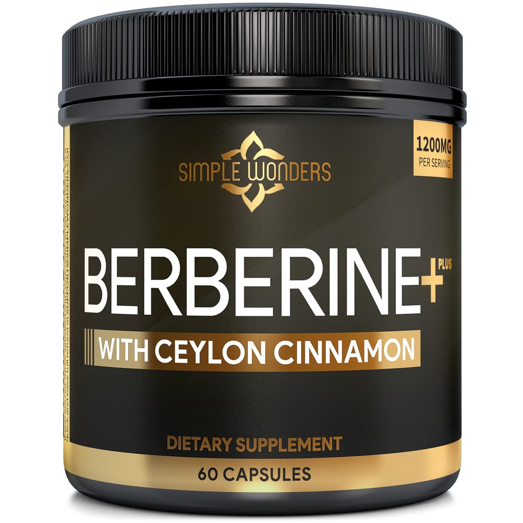 Berberine 1200mg HCL Plus Ceylon Cinnamon Kapseln - Metabolic & Immun Support Berberine Supplement, AMPK Metabolic Activator Complex, Cardiovascular Support - Berberine HCL 1200 mg Kapseln