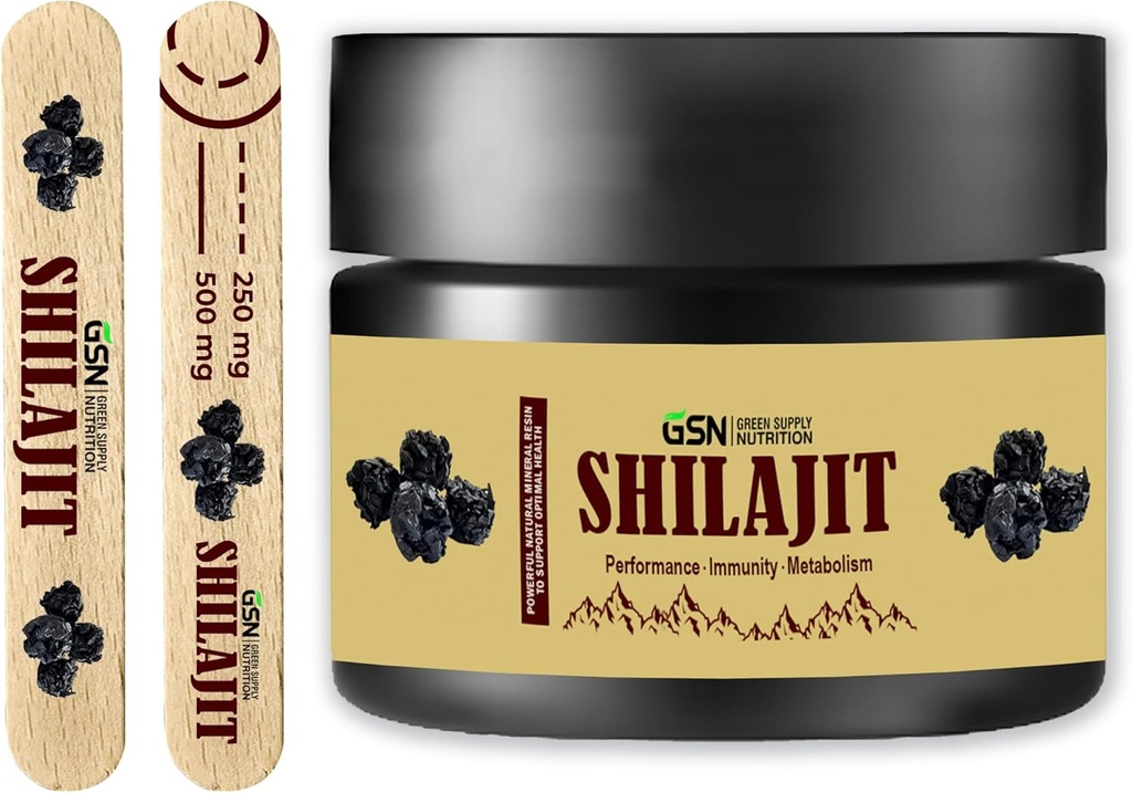 Green Supply Organic Shilajit Resin 30g: Reine Himalaya-Mischung mit 85+ Trace Minerals & Fulvic Acid - 600mg Maximale Potenz für Energie- und Immununterstützung, 50 Portionen