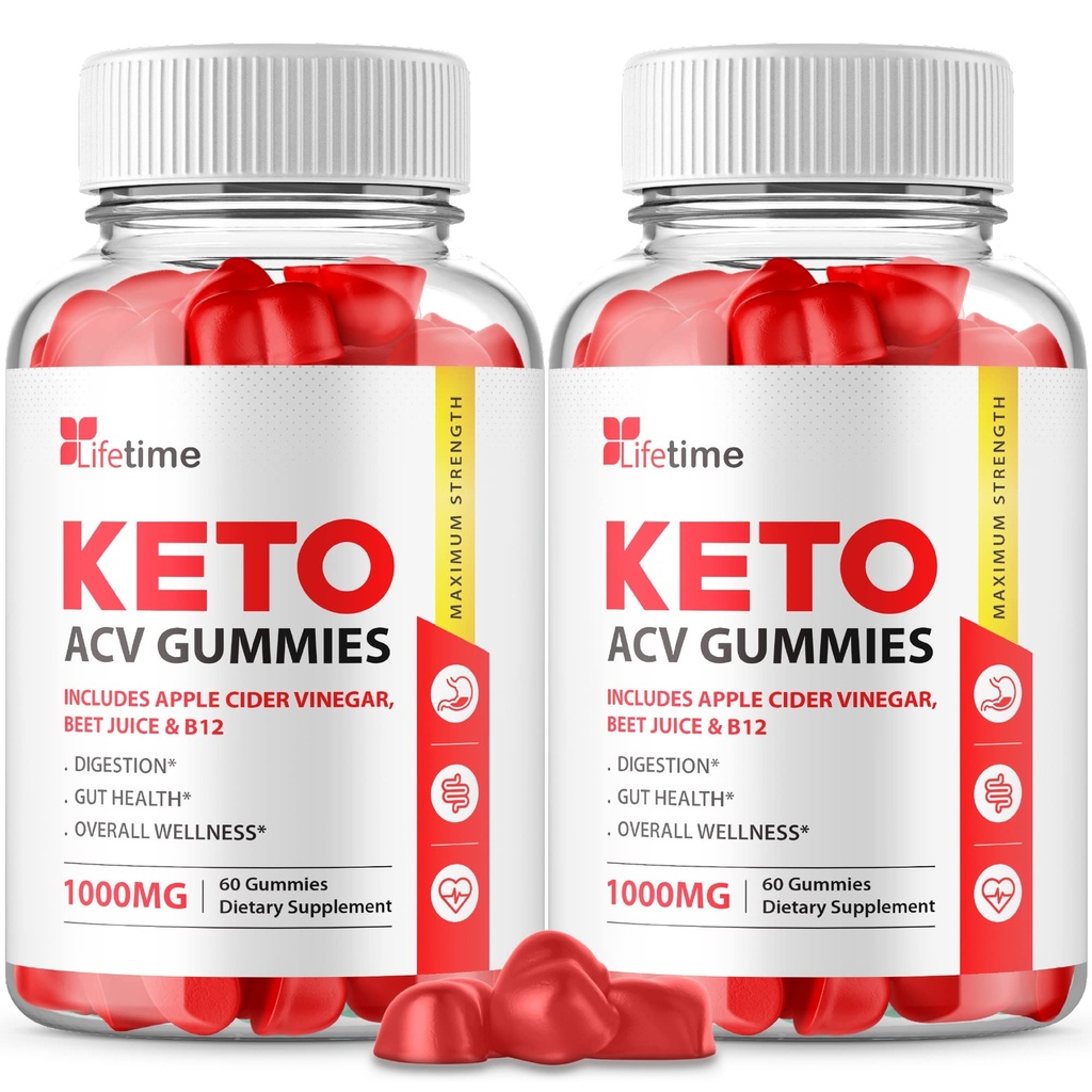 (2 Pack) Gummies Keto Plus ACV à vie - Formule officielle, végétalien, non OGM - Keto acc Gummies, temps de vie Gummies Keto avec vinaigre de cidre de pomme, vitamine B12, jus de grenade (120 Gummies)