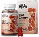 Wild & Organic Tart Cherry Gummi 7000 mg - Tart Cherry Extract Supplement für Uric Level Support - 60 Vegan, Non-GMO Chews