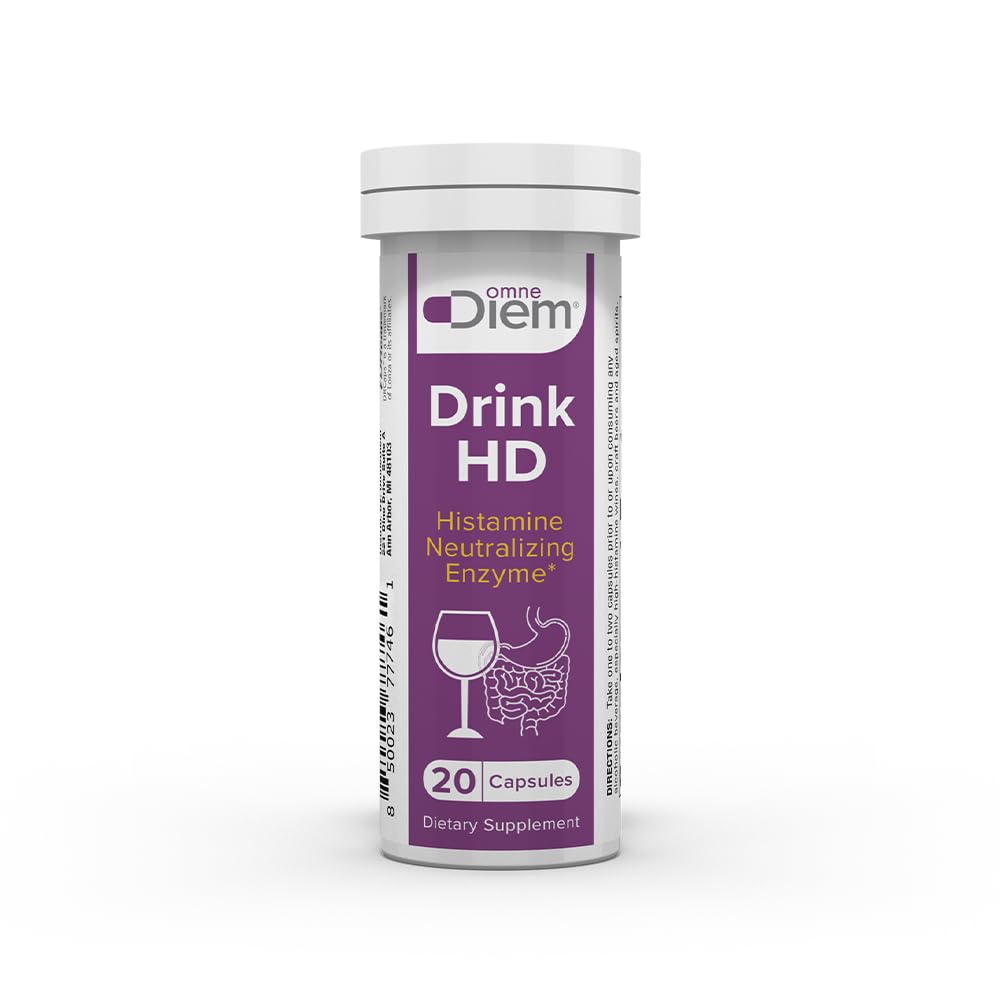 OmneDiem Drink HD Dietary Supplément: Enzyme naturel de neutralisation et de digestion de l'histamine – Diamine Oxidase DAO, 20 Capsules