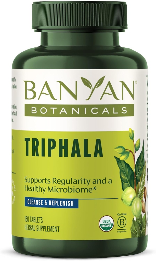 Banyan Botanicals Triphala Tablets - Organic Triphala mit Amla, Haritaki & Bibhitaki – für Verdauung, Elimination & Healthy Gut Microbiome* – 180 Tablets – Non-GMO Sustainable Sourced Vegan