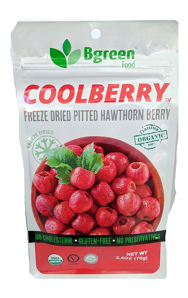 Bgreen- Organic Freeze Getrocknete Hawthorn Berry, USDA Organic, Tea Infusion, Smoothie, Superfood