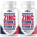 (2 Pack) ImmunoBlaster Zinc Quercetin 500mg avec vitamine D et C antioxydant immunosupport haute puissance Quercetin Zinc supplément pour les hommes et les femmes - sans gluten, soja et laiterie - 120 Compte (Twin Pack)
