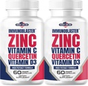 (2 Pack) ImmunoBlaster Zink Quercetin 500mg mit Vitamin D und C Antioxidant Immununterstützung High Potency Quercetin Zinkergänzung für Männer und Frauen - Gluten, Soy, & Dairy Free - 120 Count (Twin Pack)