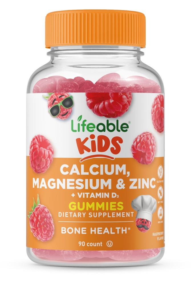Lebensfähige Kinder Calcium Magnesium Zink Gummie | Kalzium mit Vitamin D3 | Große Verkostung Kalzium Ergänzungen für Kinder | Kalzium Gummie für Knochen Gesundheit | 90 Gummie