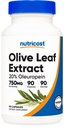 Nutricost Olive Leaf Extract (20% Oleuropein) 750 MG, 90 Kapseln - Non-GMO, Glutenfrei