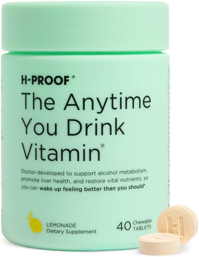 H-PROOF Les chaque fois que vous buvez de la vitamine, de la santé du foie et de l'immunité avec électrolytes, chardon de lait et vitamines B & C - 40 comprimés à croquer (20 portions), végétalien, limonade