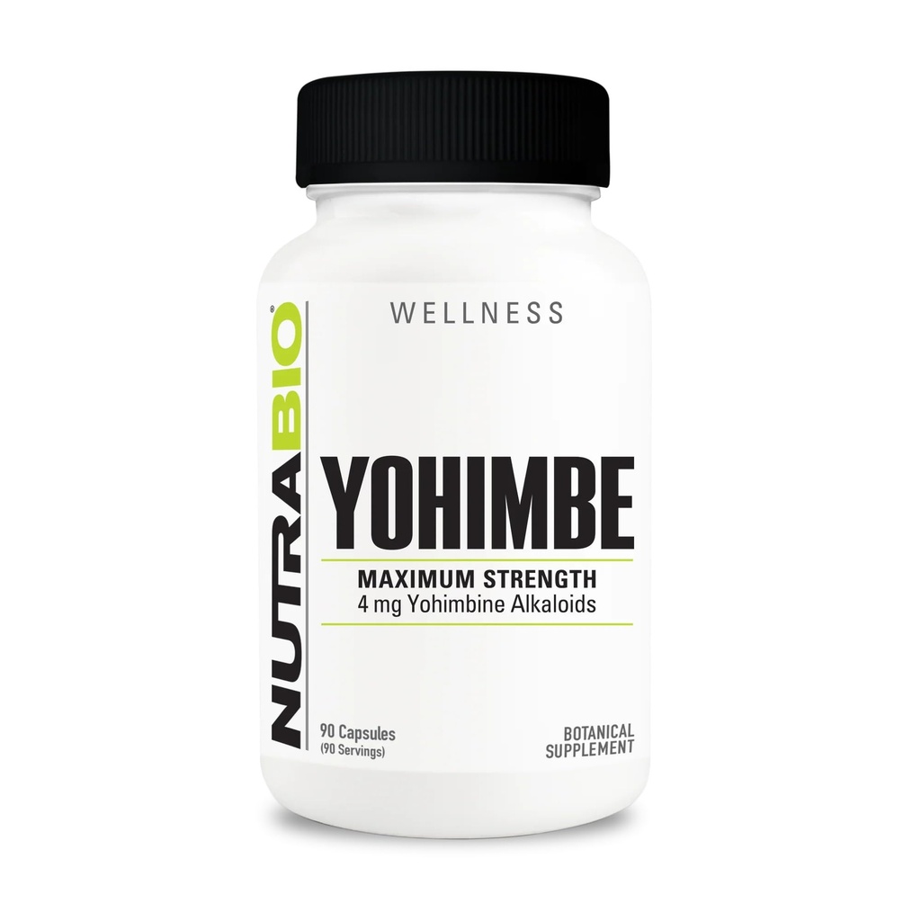NutraBio Yohimbe Bark Extract Supplement für Männer und Frauen, 4mg, 90 Gemüsekapseln