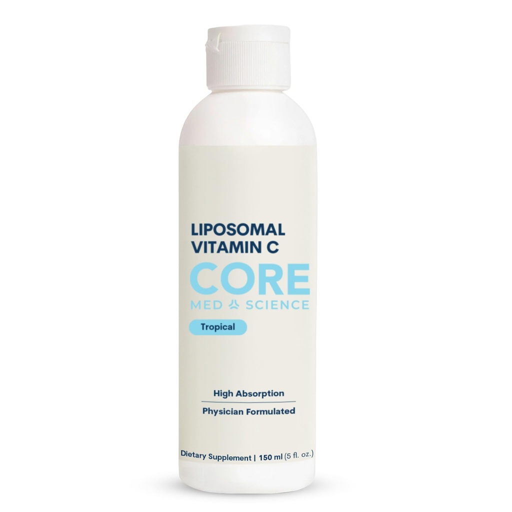 Core Med Science Liposomique Vitamine C 1000mg liquide - Formule originale, 5 Fl Oz - Supplément naturel Liposomique Vitamine C Non-OGM - Système immunitaire Booster pour adultes - Soutient la formation de collagène