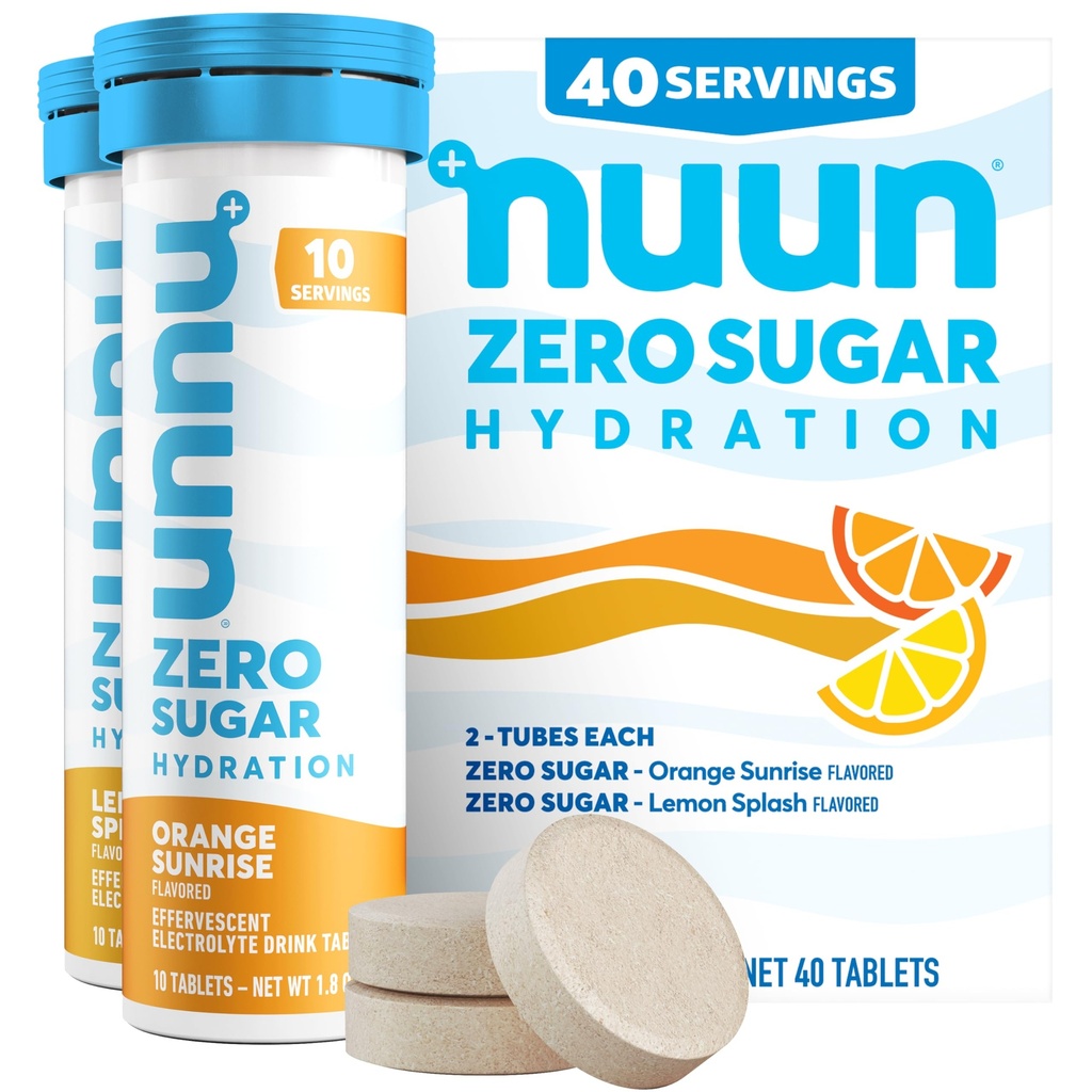 Nuun Zero Sugar Hydration Elektrolyt Tablets - Natrium, Kalium, Chlorid, Calcium, Magnesium, leichte & Delicious Fruit Flavors, kein Zucker, Glutenfrei, Vegan, Gemischter Citrus 4 Pack (40 Portionen insgesamt)