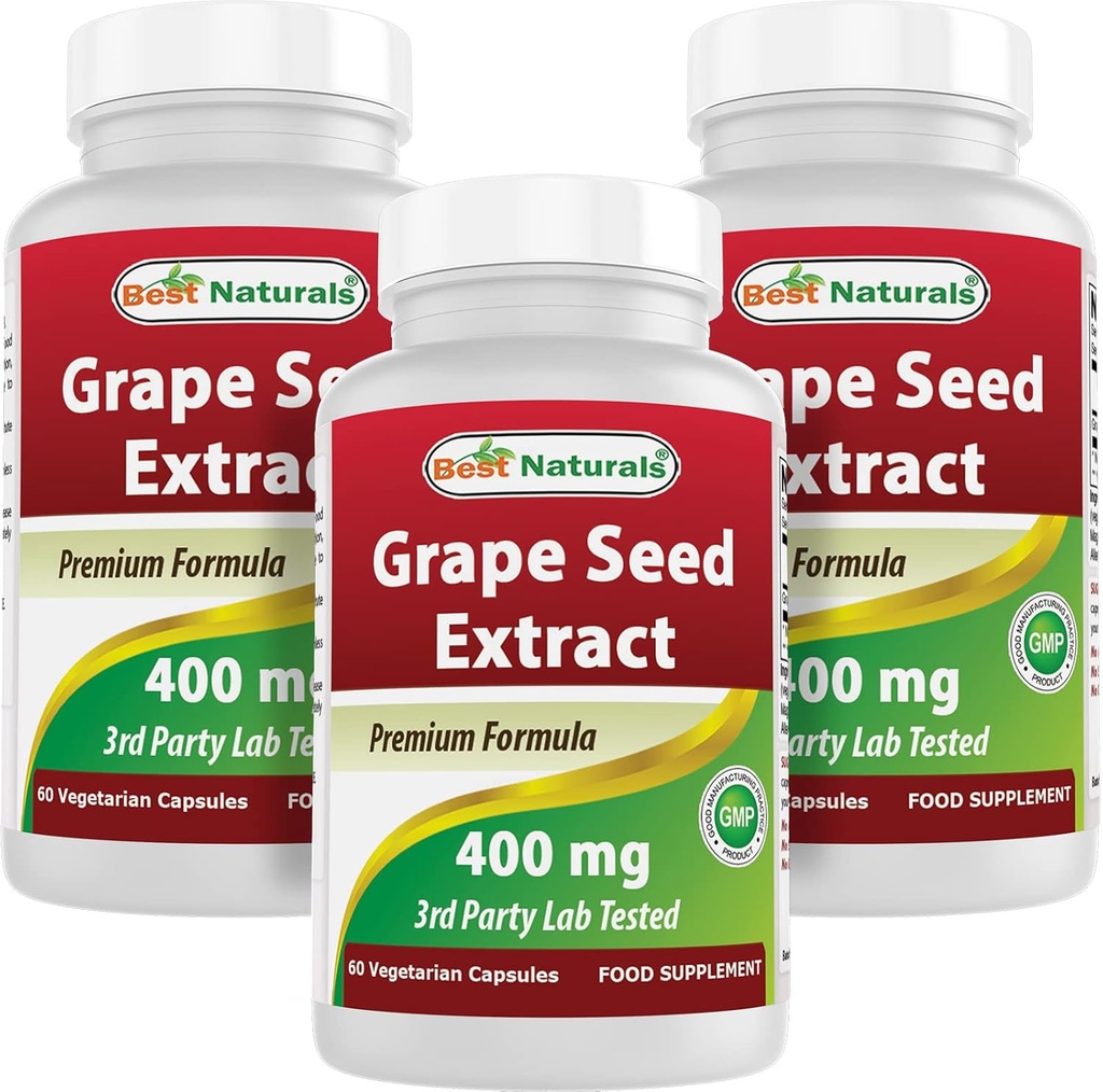 Best Naturals Grapeseed Extract 400 mg 120 vcaps (120 Count (Pack von 3))