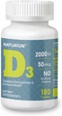Vitamin D3 2000iu (50 mcg) 6-Monats Versorgung für Immununterstützung, Gesunde Muskelfunktion und Knochengesundheit - Non-GMO, Glutenfrei, mit Vitamin B2 - (Mini Tabletten), 180 Zähler