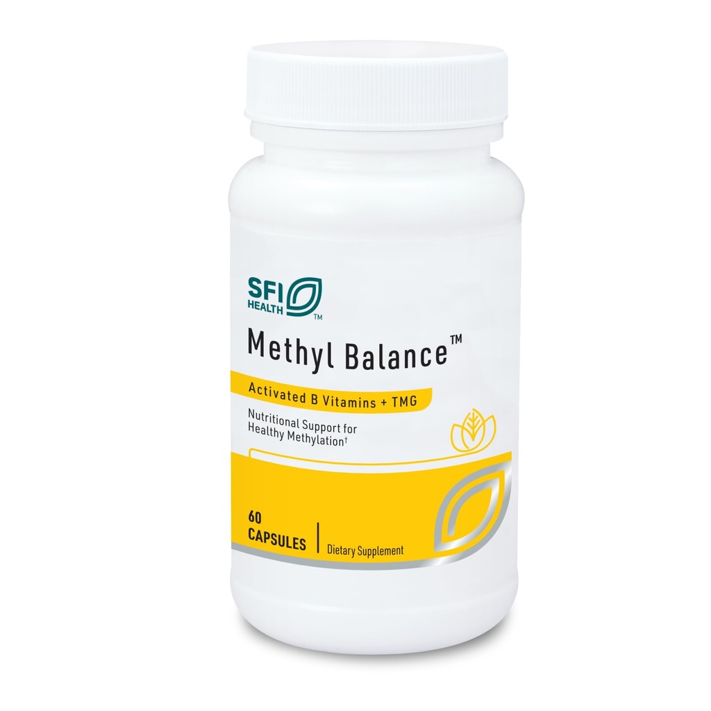 Klaire Labs SFI Health Methyl Balance - Supplément de vitamine B activée + triméthyglycine - Métafoline Méthyl Folate, Betaïne TMG, Vitamine B2, B6 et 12 - Soutenir les niveaux d'énergie sains (60 capsules)