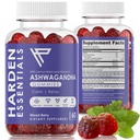 KSM-66 Ashwagandha Gummies w/Lemon Balm & Vitamine D (Max Strength 750mg par gummy) - Herbal Vegan & Gluten Free - Calme Mood Relaxation - Soutien Stress - Gummies pour adultes Enfants Femmes Hommes (60 Comte)