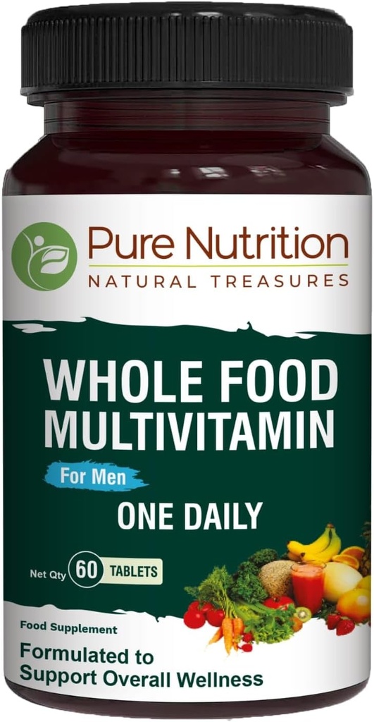 reine Ernährung ganze Lebensmittel Multivitamine für Männer | 60 Tabs | Ein-A-Day | 100% RDA | 24 Natürliche Vitamine und Mineralstoffe | Alle natürlichen Pflanzen basierten Männer Multivitamin | 2 Monate Versorgung